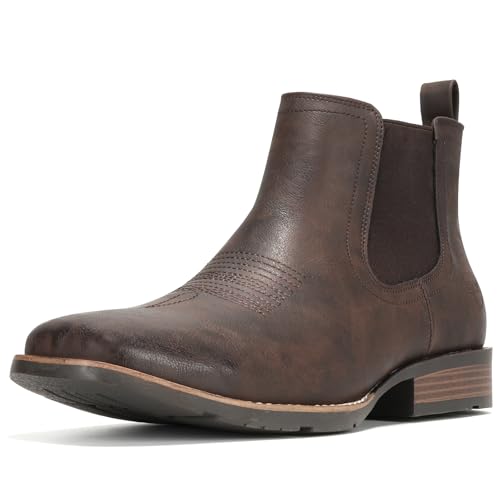 IUV Cowboystiefel für Herren, Stiefeletten, Westernstiefel, lässiges Kleid, Schlupfschuh, Chelsea, Herren, Khaki, 44 EU