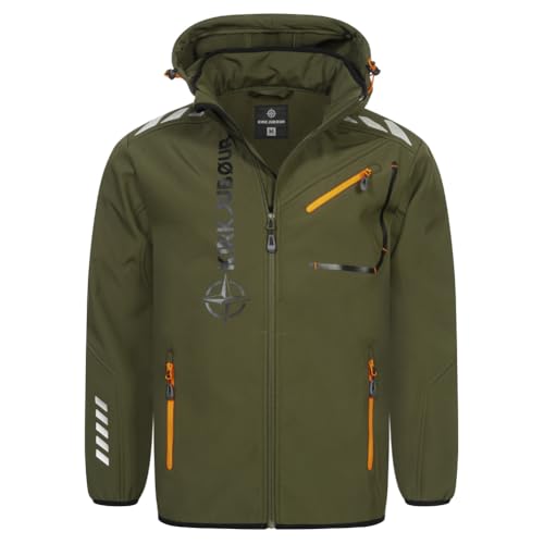 Kirkjubøur® Hestur Herren SOFTSHELLjacke 10.000 mm Wassersäule mit Kapuze und Fleecefutter, atmungsaktiv und wasserabweisend (DE/NL/SE/PL, Alphanumerisch, 3XL, Regular, Regular, Alvik Khaki)