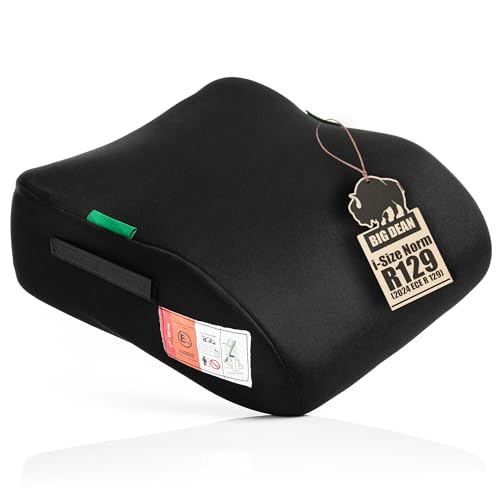 Kindersitzerhöhung nach neuster i-Size Norm R129 Schwarz Sitzerhöhung (135-150cm) Kinder Auto BigDean