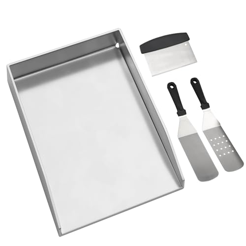 WELL GRILL 48x34cm Edelstahl Grillplatte mit Spachtel Schaber set passend für Weber Genesis II, Broil King Imperial/Regal Gasgrill, BBQ Plancha Grillmatte