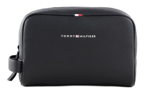 Tommy Hilfiger Herren Kulturbeutel Essential PU Washbag Kunstleder, Schwarz (Black), Einheitsgröße