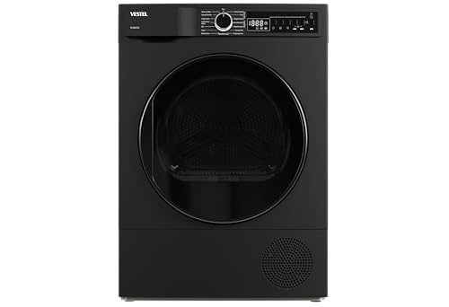 VESTEL TD 86301 DX Wärmepumpe Frontlader, 8 kg, 15 Programme, 20 Min. Schnellprogramm, Knitterschutz, PearlDrum-Schontrommel, Dark Inox