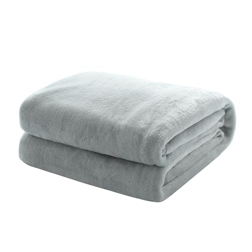 Mixibaby Kuscheldecke Flauschige extra weich & warm Wohndecke Flanell Fleecedecke, Falten beständig/Anti-verfärben als Sofadecke oder Bettüberwurf, Größe:150 cm x 200 cm, Farbe:Hellgrau