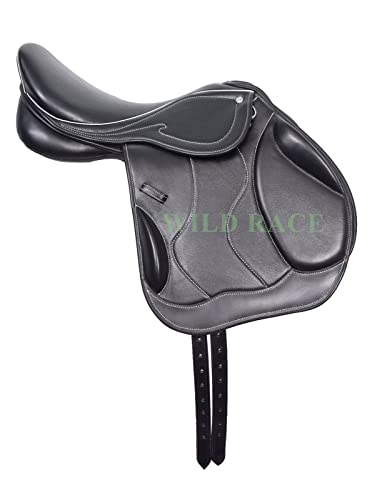 WILD RACE Leather Jumping/Close Contact, Monoflap Changeable Gullets Medium Saddle (18
