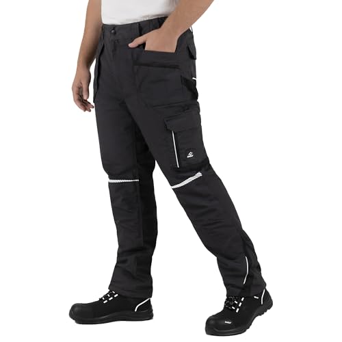 BWOLF Drift Ice Arbeitshosen Männer Winter Arbeitshose Herren Winter Wasserdicht, Kälte- Und Winddich mit reflektierenden Elementen (DE/NL/SE/PL, Alphanumerisch, XL, Regular, Regular, Schwarz/Grau)