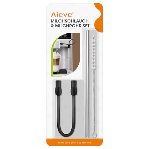 Aieve Milchschlauch Edelstahles Milchrohr und Reinigungsbürste Set kompatibel mit Siemens EQ6 plus ExtraKlasse/plus s700/s300, EQ7 plus, Bosch VeroAroma Kaffeevollautomat