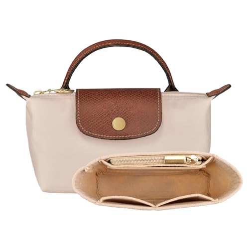 GADITIEK Geldbörsen Organizer für Long champ kleine Tragetasche, mit mehreren Taschen, Handtaschen, Organizer, passend für Mini-Größe (Beige)