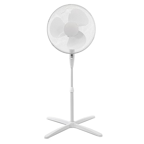 ito electronics ito Standventilator 40 cm Durchmesser weiß-oszillierend + 3 Geschwindigkeiten einstellbare Höhe/Verstellbarer Neigungswinkel, 40 x 14 x 125 cm