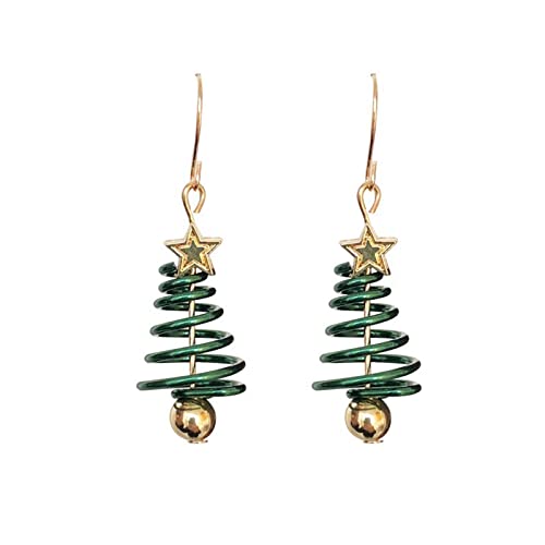 1 Paar Weihnachten Ohrstecker,ohrringe weihnachten,Weihnachts-Ohrringe,Christmas Earrings,Weihnachtsschmuck,Geschenke für Mädchen,Damen,vergoldet,Spiral-Weihnachtsbaum-Ohrringe,