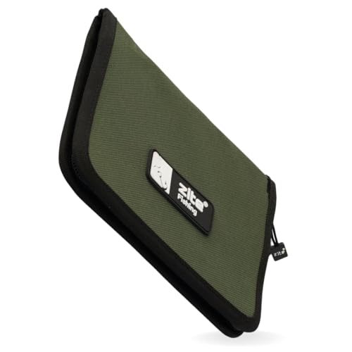 Zite Fishing Angelschein-Tasche - Dokumenten-Tasche & Angelpapiere Hülle 15x20cm - Fischereischein Mäppchen fürs Angeln & Angelkarten - 2 Fächer Etui + Stifthalter