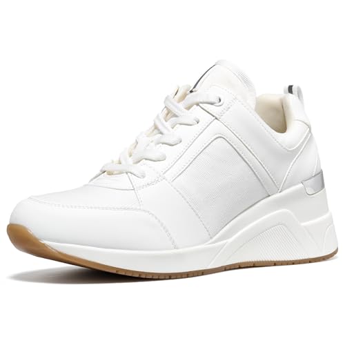 Cestfini Damen Keilsneaker, Keilabsatz Sneaker, Plateau Schnürschuhe, Casual Wedges Turnschuhe für Alltagskleidung