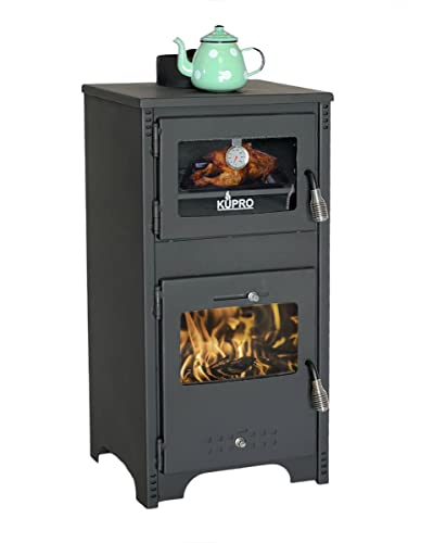 EEK A+ Kaminofen mit Backfach und Herdplatte Ever 2 Holzofen 7,85 kW Kamin Ofen Holz Werkstattofen Hüttenofen Heizofen