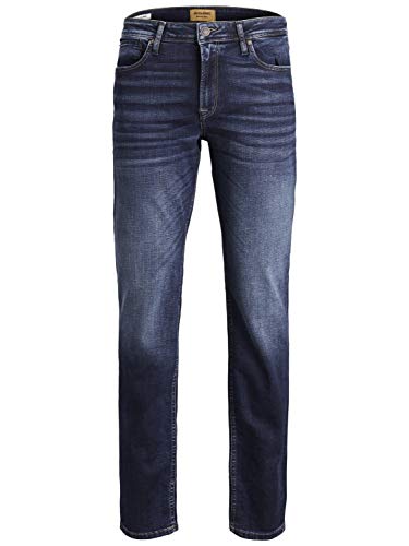 JACK & JONES Jeans Regular Fit Denim Stone Washed Mid Waist mit Heller Naht JJICLARK JJORIGINAL, Farben:Blau,Größe Jeans:W33 L34,Z - Länge L30/32/34/36/38:L34