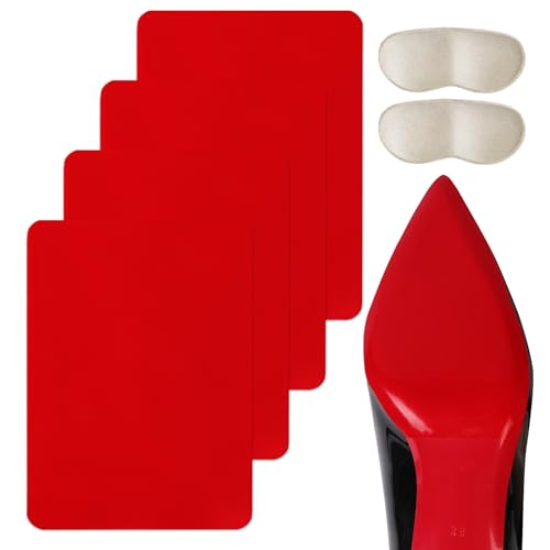 Schuhsohlenschutz, Schuhgriffe an der Unterseite der Schuhe, rutschfeste Schuhunterseite, Schuh-Abdeckung, Schuhgriffe für Fersen, Rot (2 Paar Schuhsohlenschutz + 2 Paar Fersenschutz), 15,2 x 11,4 cm