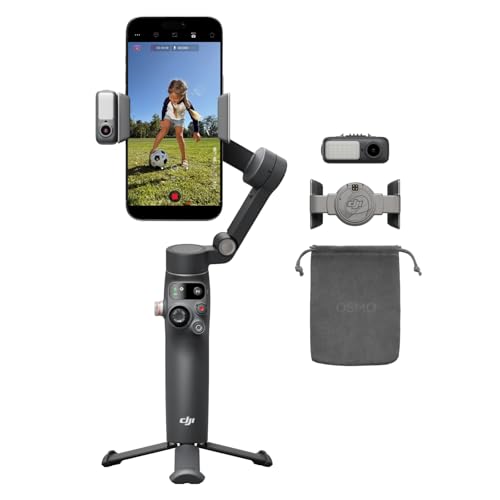 DJI Osmo Mobile 8 Gimbal-Stabilisator für Smartphones, Natives Tracking mit Audio und Beleuchtung, 360°-Schwenkrotation, 10 Std. Akku, Verlängerungsstab, Robuste 3-Achsen-Stabilisierung