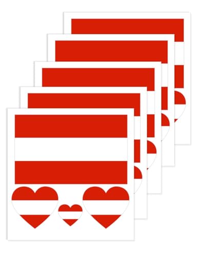 5 Blatt Österreich temporäres Tattoo, österreichische Flagge Aufkleber für Party Geburtstag Nationaltag Feier()