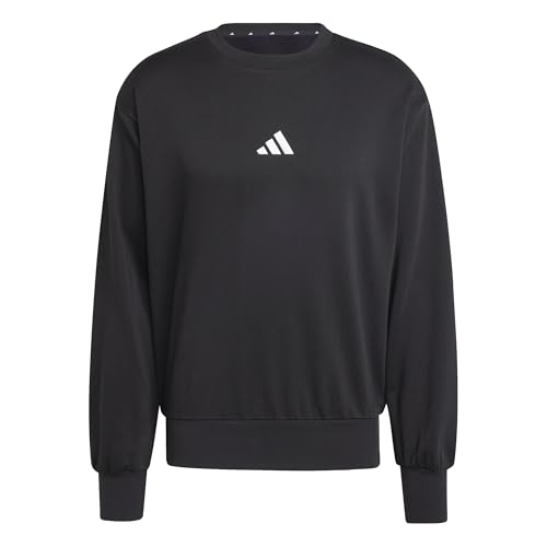 adidas Herren Essentials FEELCOZY Fleece Sweatshirt, Black/White, XXL