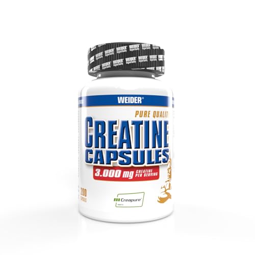 Weider - Pure Creatine Capsules - Ultra-reines Creapure für maximale Kraftsteigerung - Kreatin für den Muskelaufbau - 200 Kapseln