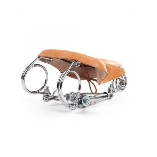 TentHome Vintage Sattel Fahrrad Leder Fahrradsattel gefederter Fahrradsitz Cityradsattel Classic Ledersattel 1890's Aged Rennradsattel Curiser für Herren Damen Orange