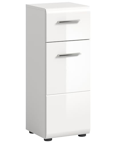 xonox.home - Kommode Ice 30x80x30 cm in weiß Hochglanz Tiefziehfront - Standschrank Badschrank schmal - praktisch und platzsparend