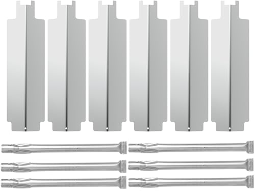 WELL GRILL Brennerabdeckung & Edelstahl Brenner Rohr Brennerrohrset Ersatzteile für EL Fuego Dayton 6 Brenner, Tepro, Broil-Master Gasgrill 6+1 und die meisten Gasgrills, 6er-Pack
