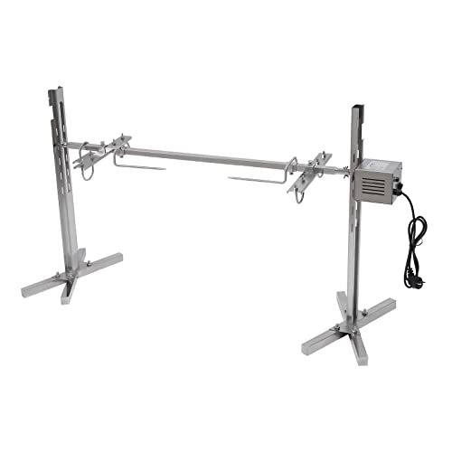JJsdwin Edelstahl Spanferkelgrill, 220V Höhenverstellbarer Lammgrill mit Motor, SpießBratengrill für Spanferkel, Fisch und Lämmer, Silber