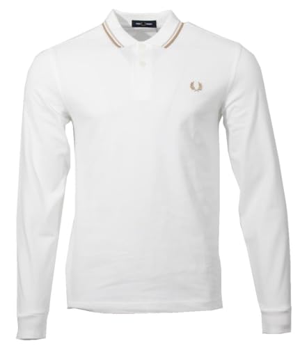Fred Perry Langarm Polo für Herren - M3636 (DE/NL/SE/PL, Alphanumerisch, XXL, Regular, Regular, Weiß)