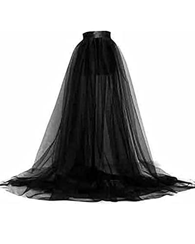 SANSIWU Langer Damen-Tüllrock, Maxirock, Netzstoff, für Hochzeit, Party, Cocktailkleid, Abschlussball, sexy Überrock, Schwarz , Einheitsgröße