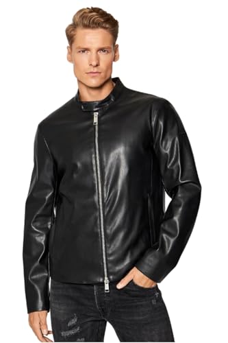 Armani Exchange Herren Eco-leather Blouson Bomberjacke, Schwarz, S