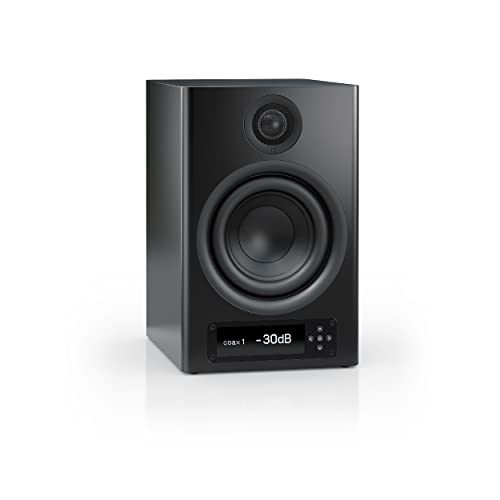 Nubert nuPro XS-4000 RC | Schwarzer Regallautsprecher | 1 Stück High End Kompaktlautsprecher | Bluetooth Lautsprecher aptX HD | Lautsprecher Verbindung kabellos High Res | Aktivbox mit 2 Wege Technik