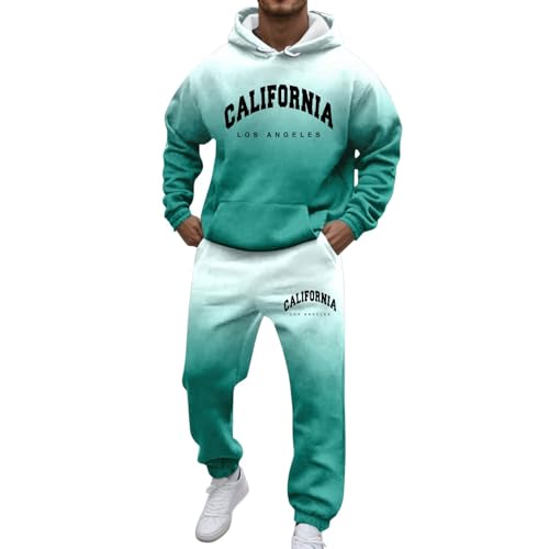 Sportanzug Herren 2 Teiliges Gradient Drucken Freizeit Zweiteiler Jogginganzug Hoodie und Jogginghose Set Winter Hoody Pullover Langarmshirt Männer Langarm Outfit Trainingsanzug Hausanzug Streetwear