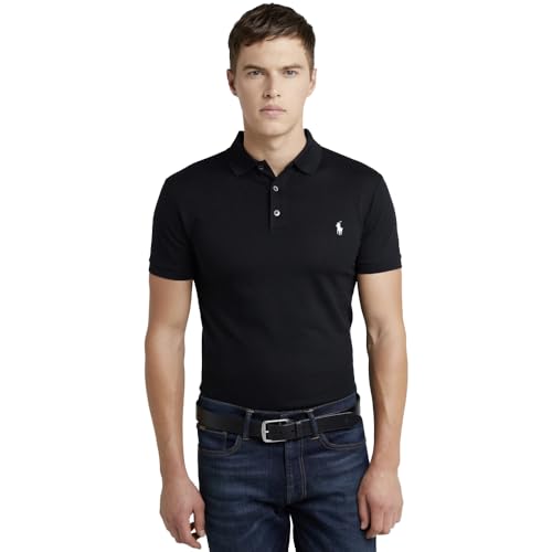 Ralph Lauren Poloshirt aus elastischem Piqué, Slim Fit, Schwarz , M