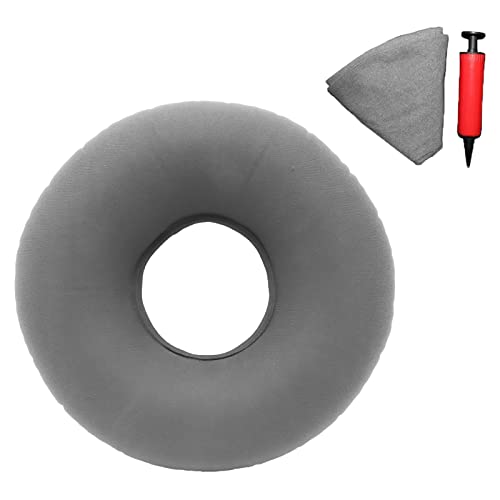 TUAKIMCE Aufblasbare Sitzkissen, Sitzkissen Orthopädische Ringkissen Aufblasbares Hämorrhoiden, Orthopädisch Sitzkissen mit Pumpe, Härte Einstellbar für Steißbein Dekubitus Rollstühle (Grau)
