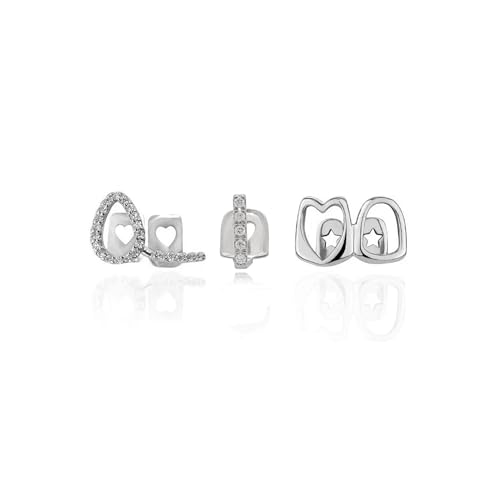 LONGHAO 3 pcs Hip-Hop-Zähne, Silber Hip Hop grills, Hip-Hop-Zahngrill, Bling-Zähne, Diamant Grillz,Hip-Hop-Zahndekoration,für Musikfestivalpartys,Hip-Hop-Rapper,Dekorationen