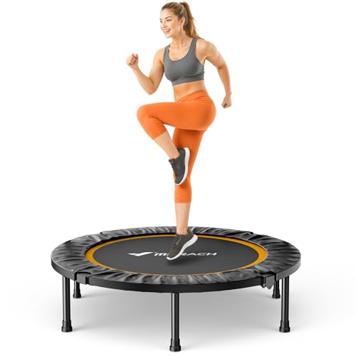 MERACH Mini Trampolin - 102cm/122cm Fitness Trampolin Faltbar, Maximale Belastung 150 KG, Trampoline für Bewegungstraining Leise