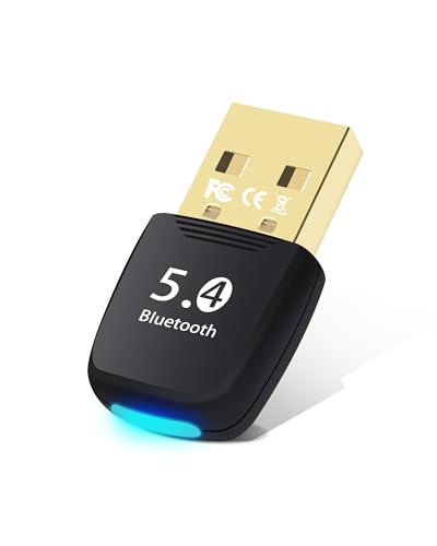Bluetooth Adapter PC - 5.4 Bluetooth Dongle, Bluetooths Dongle USB, Bluetooths Stick, Low Latency, Plug & Play, mit Windows 7/10/8.1/11, für Desktop, Laptop, Headset, Tastatur, Maus