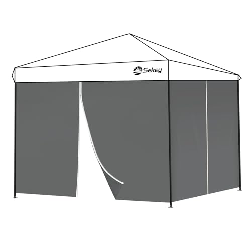 Sekey 2PCS Seitenwände für Pavillon 3x3 Wasserdicht Winterfest, Seitenwände für Pavillon Partyzelt Gartenzelt 3x3m, 1 Fenster 1 Tür, Grau (Grau, 2 Türen)