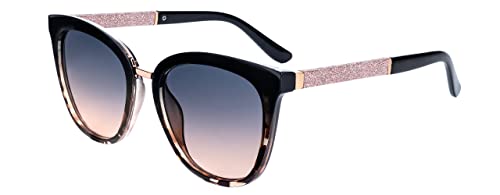 SQUAD Sonnenbrille Für Damen , Brille Frauen Quadratisch Blaue Rosa Erniedrigt mit rosa Glitzer
