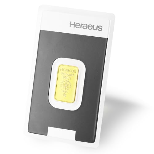 Heraeus Goldbarren Gold, 5g Feingold 999.9, LBMA-zertifiziert, Edelmetallbarren