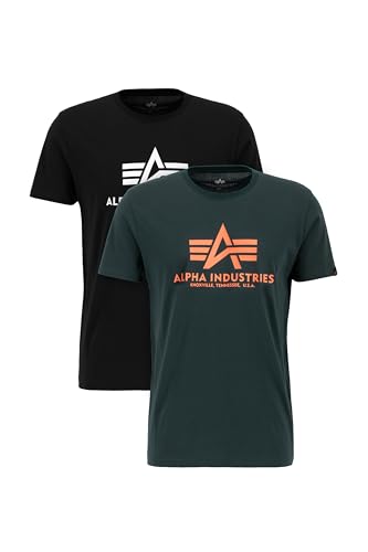 Alpha Industries Basic T 2 Pack T-Shirt für Herren Black/Dark Petrol