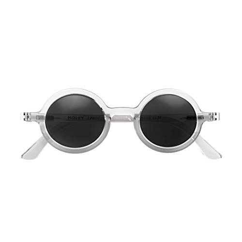 LONDON MOLE Eyewear | Moley Sonnenbrille | Runde Brille | Modemarke | UV400 Schutz | Herren Damen Unisex | Federscharniere |, Retro (transparent)