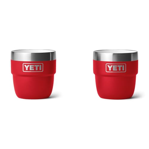 YETI Rambler Stapelbare Tasse Mit DuraSip Keramikbeschichtung, Rescue Red, 2 Pack 4 oz (118 ml)