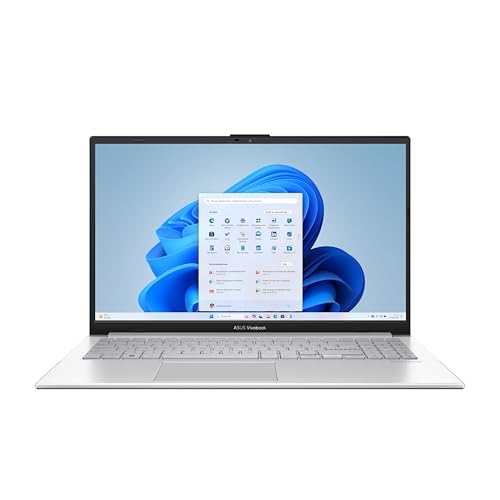 ASUS Vivobook Go 15 OLED E1504FA-BQ2451W Laptop, 39,6 cm (15,6 Zoll), Full HD, AMD Ryzen 5 7520U, 16 GB RAM, 512 GB SSD, Radeon 610M, Windows 11 Home, Kaltsilber, spanische QWERTY-Tastatur