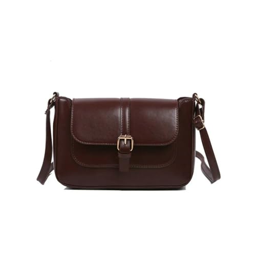 XYNM Handtasche Frauen Vintage Pu Leder Schulter Crossbody Bag Trend Mode Kleine Retro Messenger Handtasche-dunkelbraun-24x5x15cm