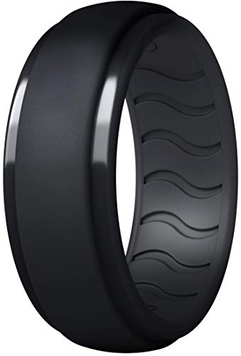 Dookeh Silikonring für Männer, Silikon-Ehering, Eheringe aus Gummi (A-Black, 11)