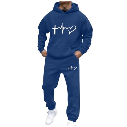 Battnot Jogginganzug Herren Lang Trainingsanzug Sportanzug Baggy Sportbekleidung Zweiteiler Outfit Y2K Laufanzug 2-Teilig Hoodie und Jogginghose Casual Hausanzug Bequemer Tracksuit Jogging Anzug