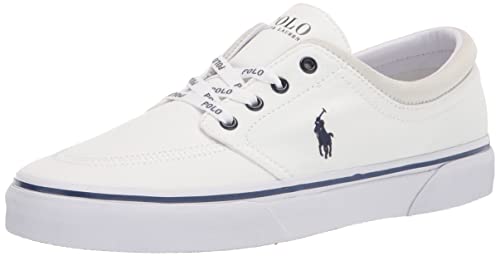 Polo Ralph Lauren Keaton Herren Sneaker ohne Schnürsenkel, Weiß/Newport Navy Pp, 43 EU