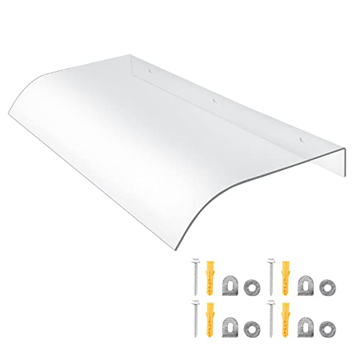 Vigevee Vordach für Haustür 40x80cm Transparent Polycarbonat Pultvordach Pultbogenvordach Wallbox Überdachung Haustürvordach Türdach für Balkon Fenster Hauseingang Regenschutz