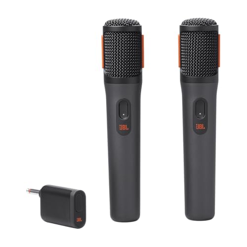 JBL PartyBox Wireless Mic – Set mit zwei digitalen kabellosen Mikrofonen und eingebautem Popfilter – Zubehör für die JBL PartyBox – Karaoke für zuhause