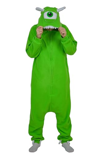 RANSUU Onesie Kostüm Wazowski Relaxo Jumpsuit Erwachsene Pyjama Damen Herren Tier Monsters Schlafanzug Weihnachten Karneval Halloween DanYG-S